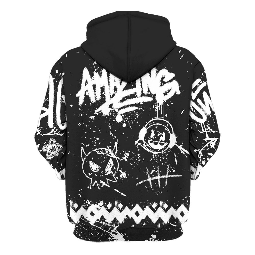 Hoodie To Match Black Cat 3s - Friday Sneaker Crayon All Over Print