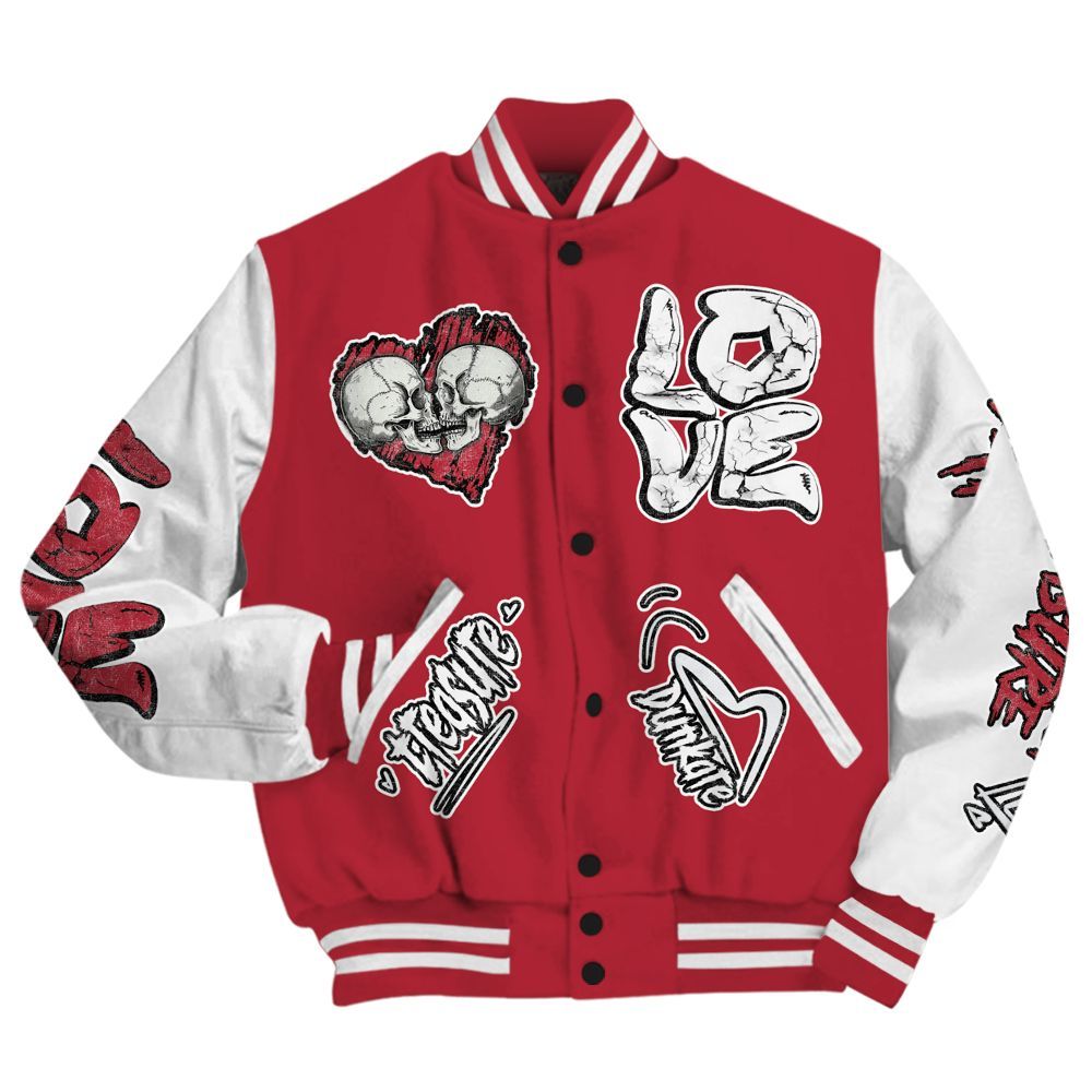 Varsity Jacket To Match Black Toe 14s - Skull Bear All Over Print
