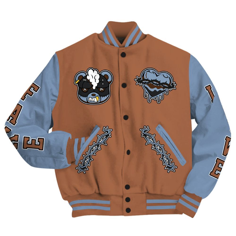 Varsity Jacket To Match Air Foamposite Metallic Copper - False Romance Hugz All Over Print