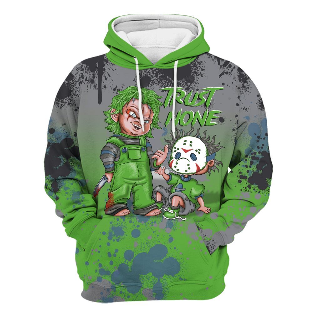 Hoodie To Match Retro Green Bean 5s - Trust No One Scary All Over Print