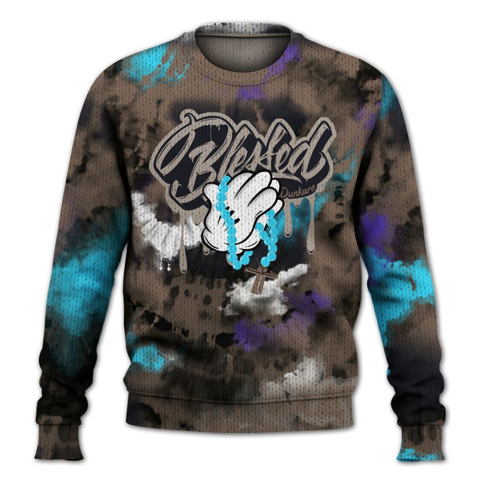 Knitted Sweater To Match Olive Concord 9s - God Blessed Tie Dye