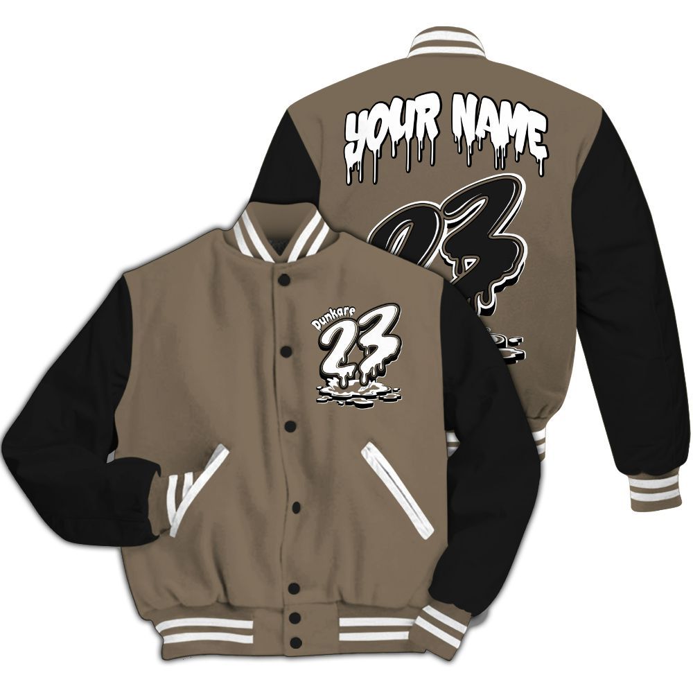 Varsity Jacket To Match Low OG Dark Mocha 1s - Custom Name 23 Drip All Over Print