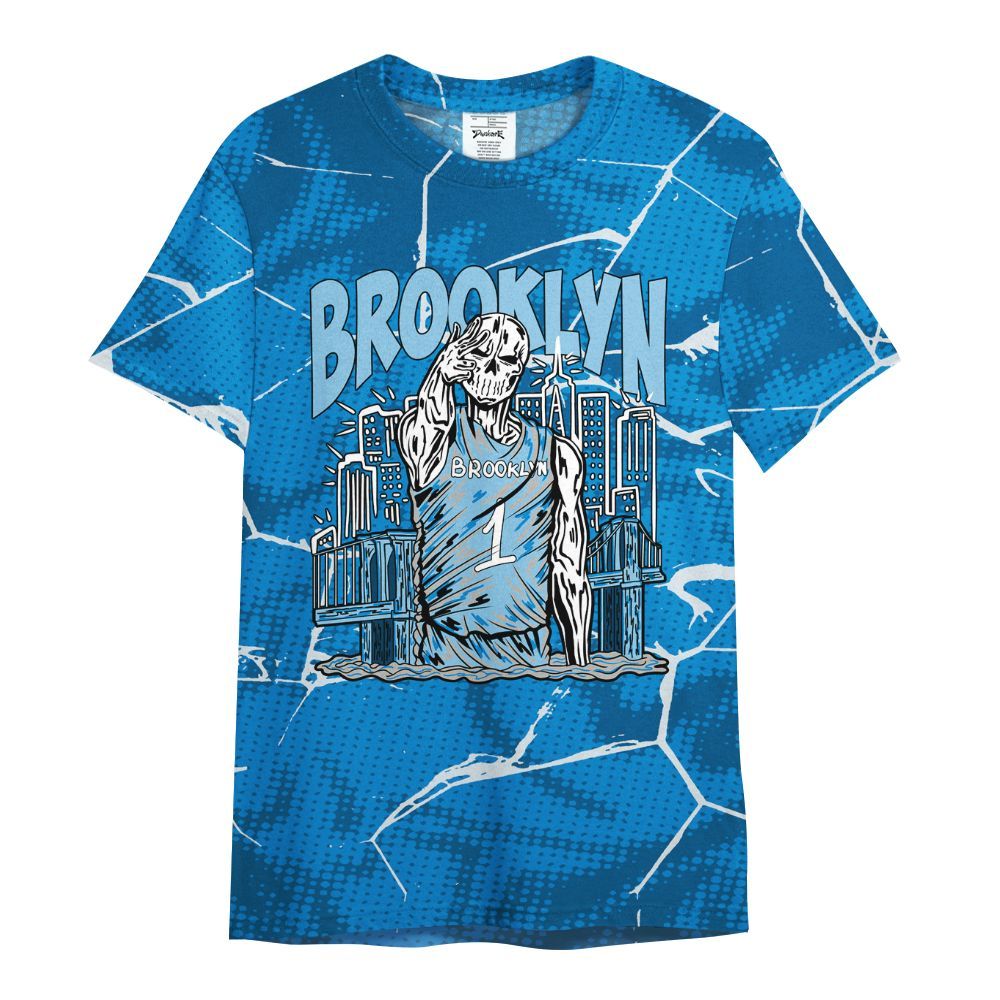Shirt To Match Military Blue 4s - Brooklyn's Skeleton Crack All Over Print