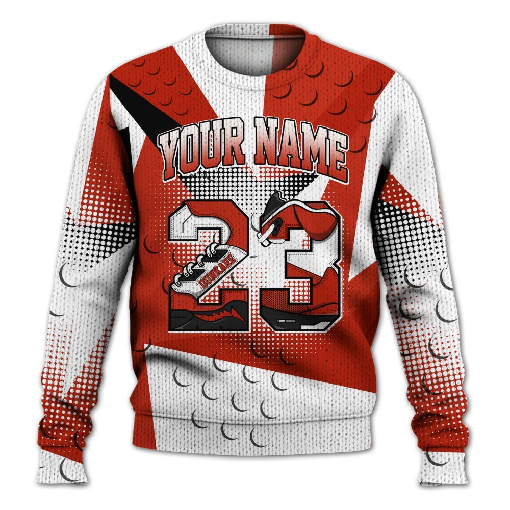 Knitted Sweater To Match Red Cement 4s - Poly Custom Name Number 23 5s
