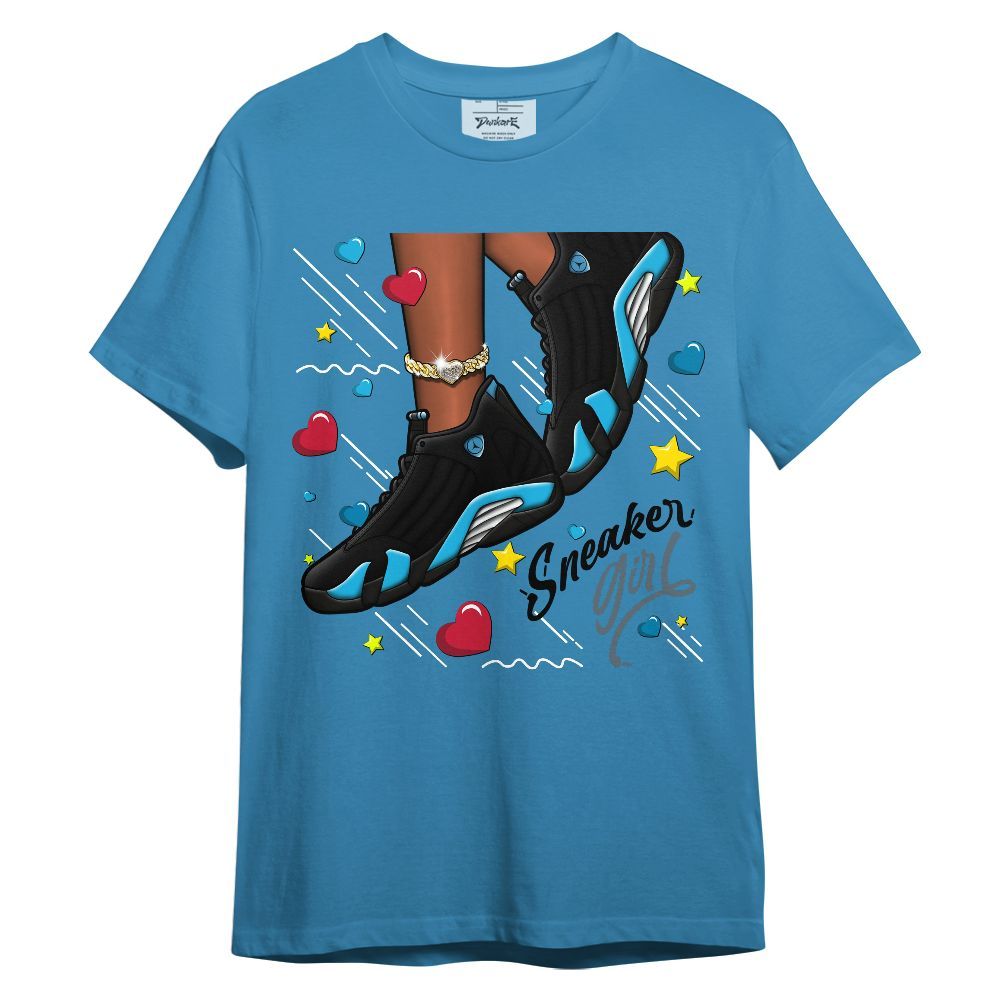 Shirt To Match Black University Blue 2026 14s - SNEAKER Girl Heart Flying Graphic