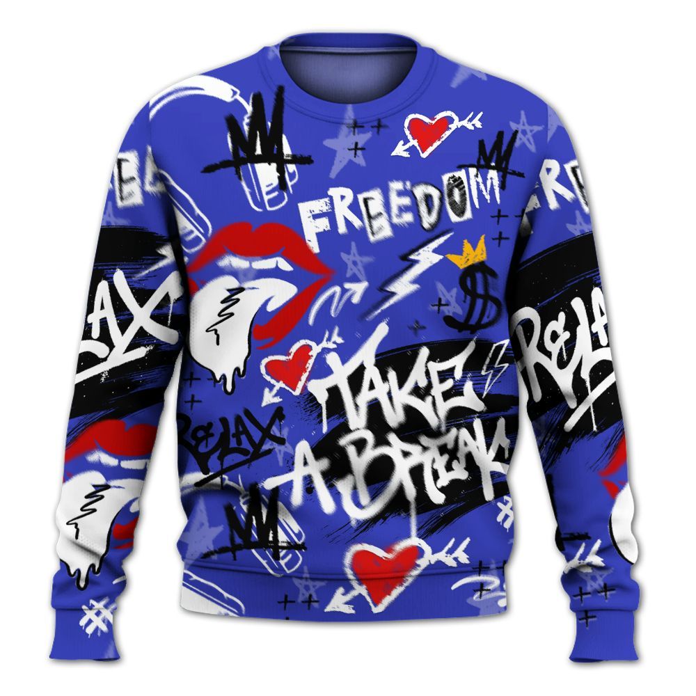Sweatshirt To Match Retro Black Concord 12s - Take Break Freedom Graffiti Streetwear All Over Print