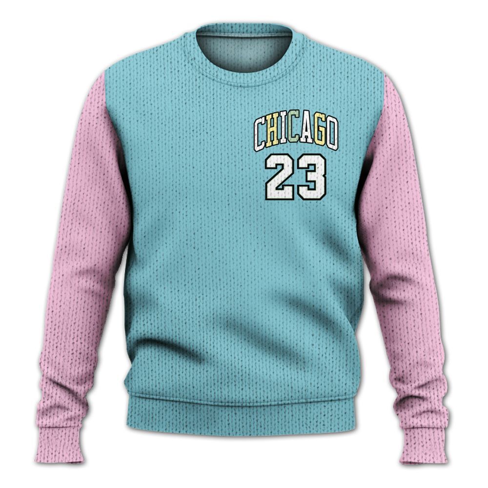 Knitted Sweater To Match SB Dunk Low Visty, Custom Name Chicago 23