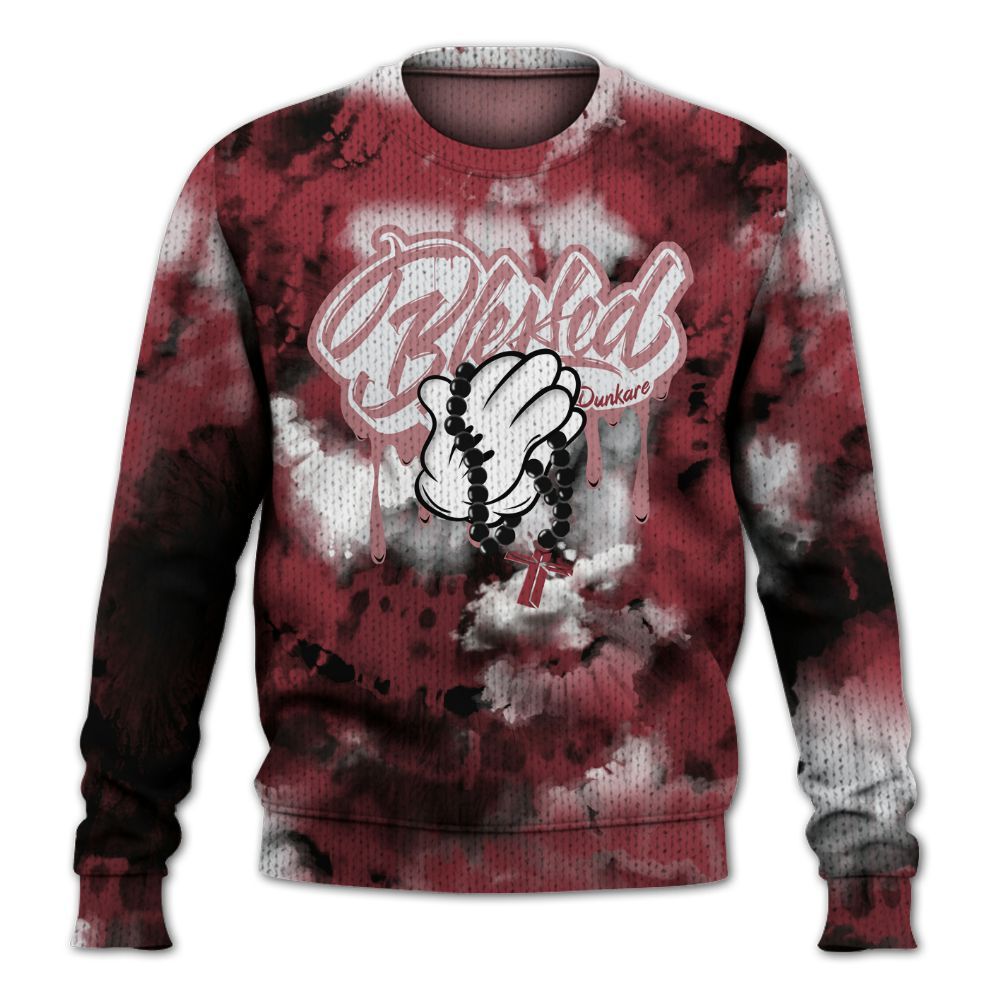 Knitted Sweater To Match Black Toe 14s - God Blessed Tie Dye
