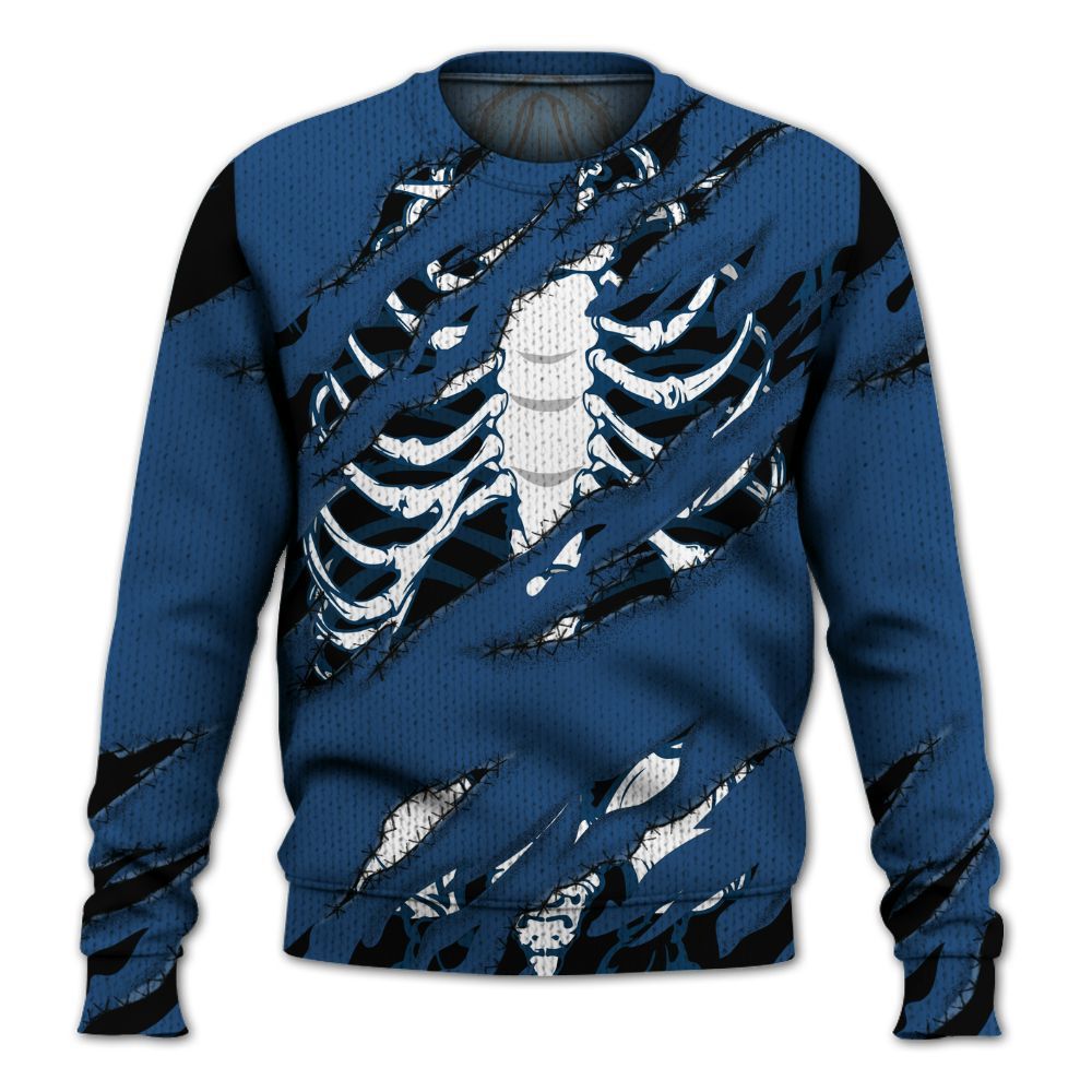 Knitted Sweater To Match High OG Midnight Navy 1s - GOT 'EM Skeleton Scratch
