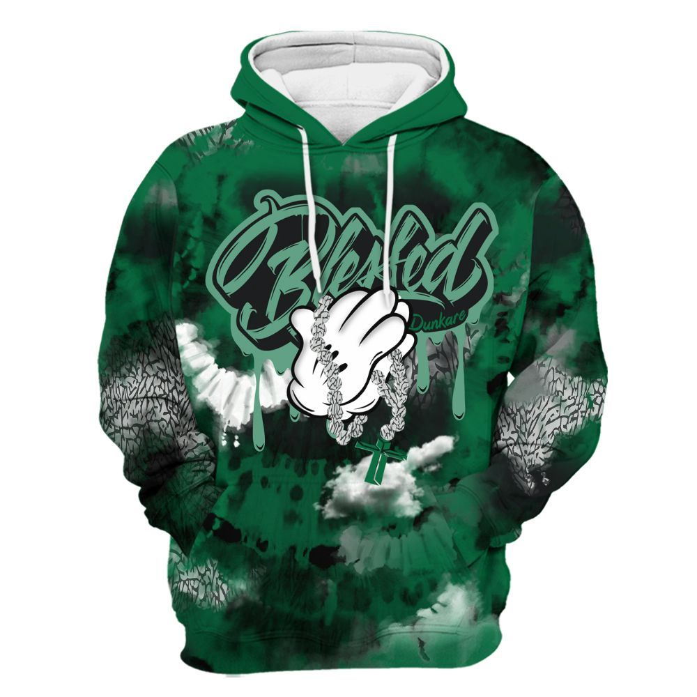 Hoodie To Match Pine Green 3s - God Blessed Tie Dye All Over Print
