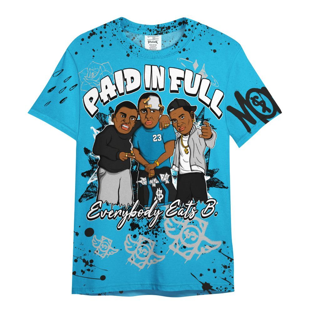 Shirt To Match Black University Blue 2026 14s - Everybody Paid In Full Crayon All Over Print