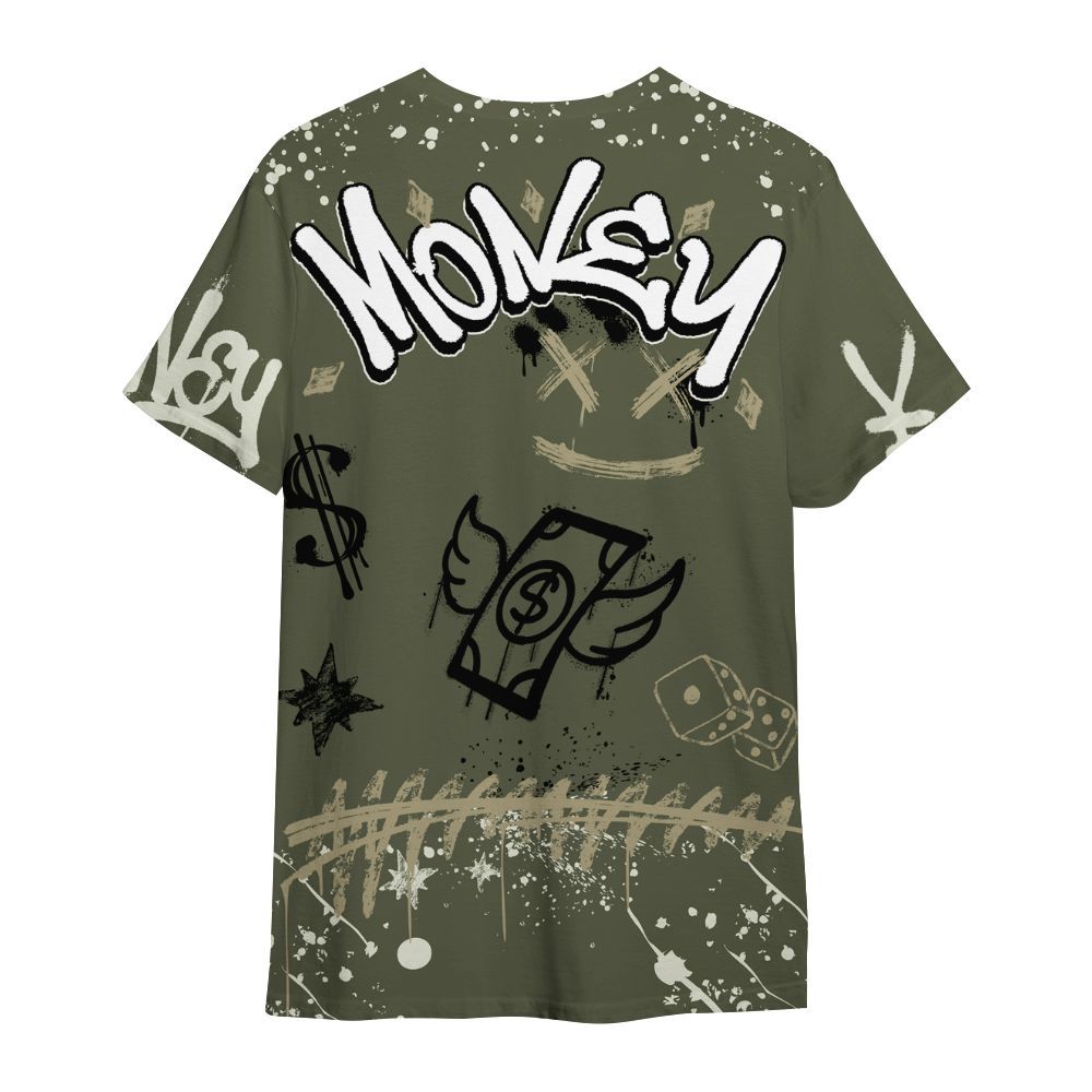 Shirt To Match Low OG Medium Olive 1s - Everybody Paid In Full Crayon All Over Print