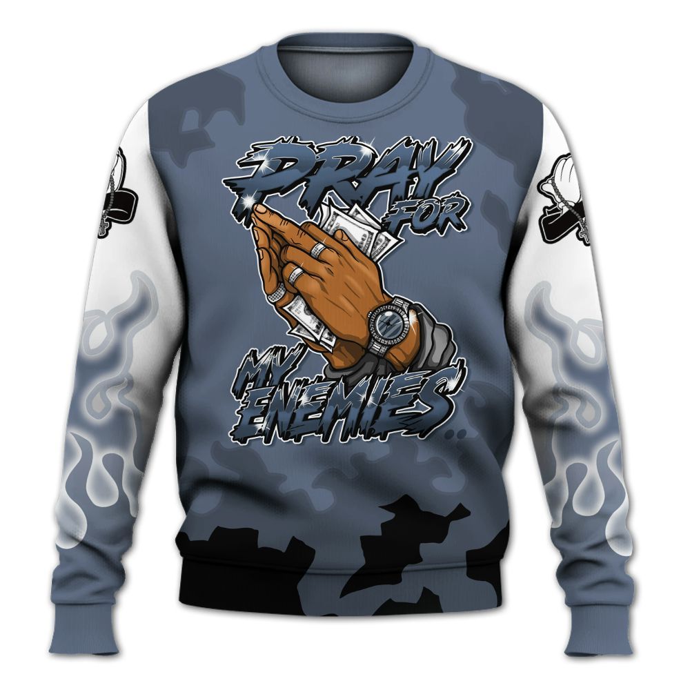 Sweatshirt To Match Low Diffused Blue 11s - Prayed For Enemies Graphic Blessing All Over Print
