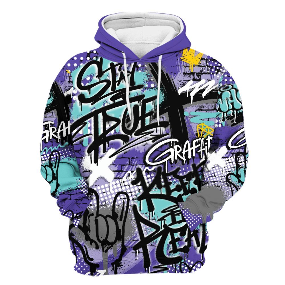 Hoodie To Match Low Hornets 1s - True It Real Graffiti Streetwear All Over Print