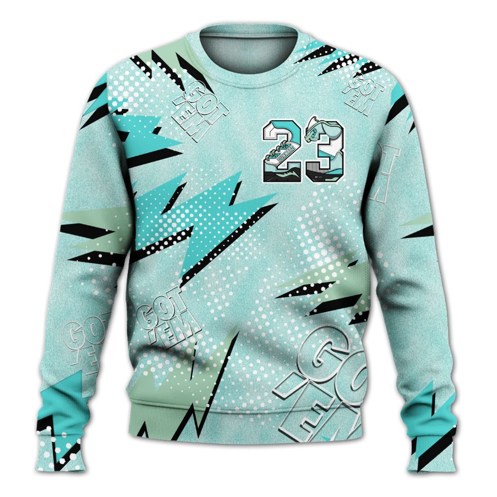 Sweatshirt To Match Low OG Washed Teal 1s - 23 Custom Name 5s All Over Print