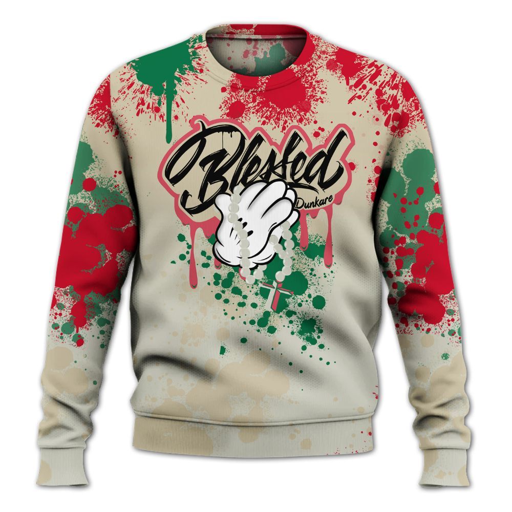 Sweatshirt To Match El Grito 5s - God Blessed Ink Drip All Over Print