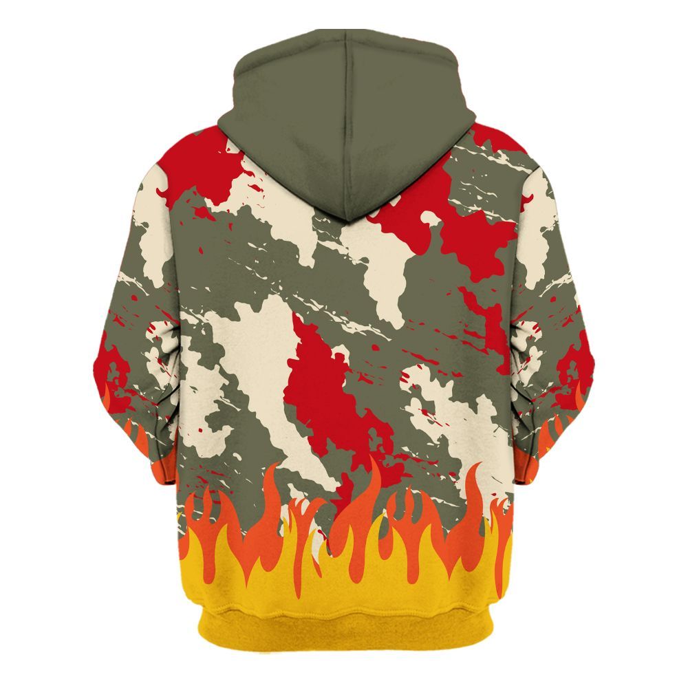 Hoodie To Match Low OG Medium Olive 1s - Blooms Whisper Retro All Over Print