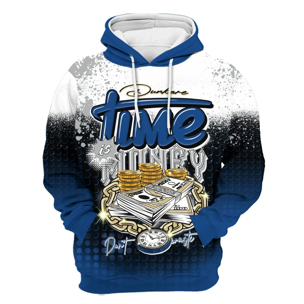 Hoodie To Match Air Ship Royal Blue - Halftone Time Is Money All Over Print