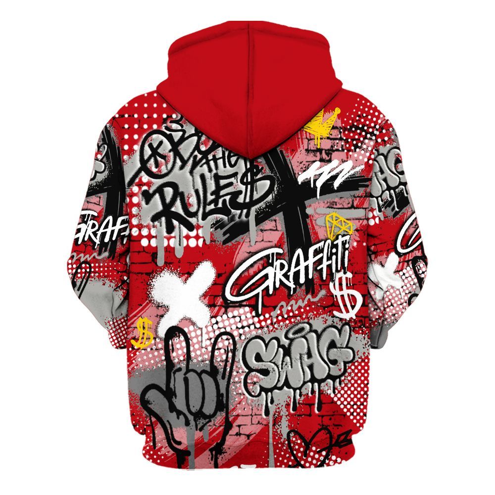 Hoodie To Match Air Griffey Max Gray Reds 1s - True It Real Graffiti Streetwear All Over Print