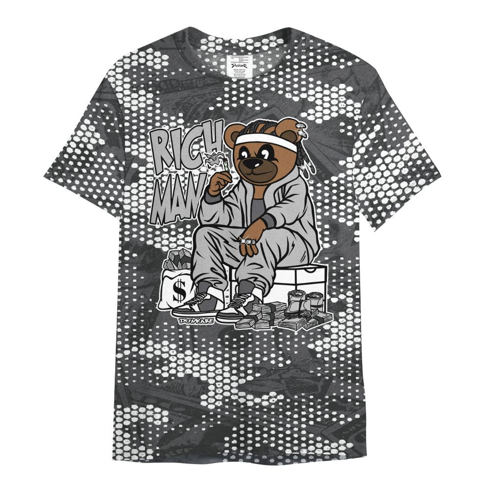 Shirt To Match White Thunder 4s - Rich Man Bear Banknotes Art All Over Print