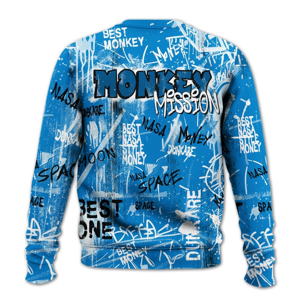 Sweatshirt To Match Industrial Blue 4s - Monkey Misson Space Military Blue 4s All Over Print