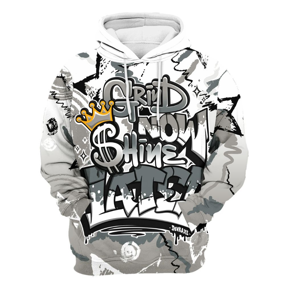 Hoodie To Match Cool Grey 9s - Grind Shine Later Drip All Over Print