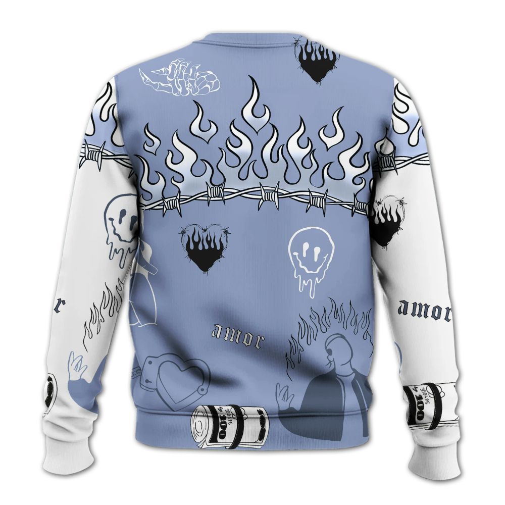 Sweatshirt To Match Retro Blue Grey 13s - Snake Trust No One All Over Print