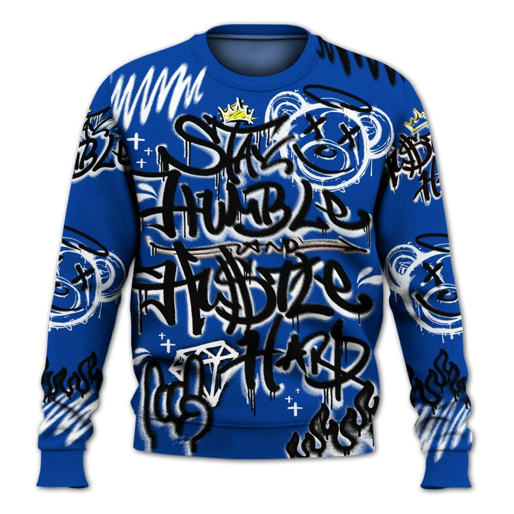 Sweatshirt To Match Hyper Royal 12s - Humble Drip Streetwear Graffity All Over Print