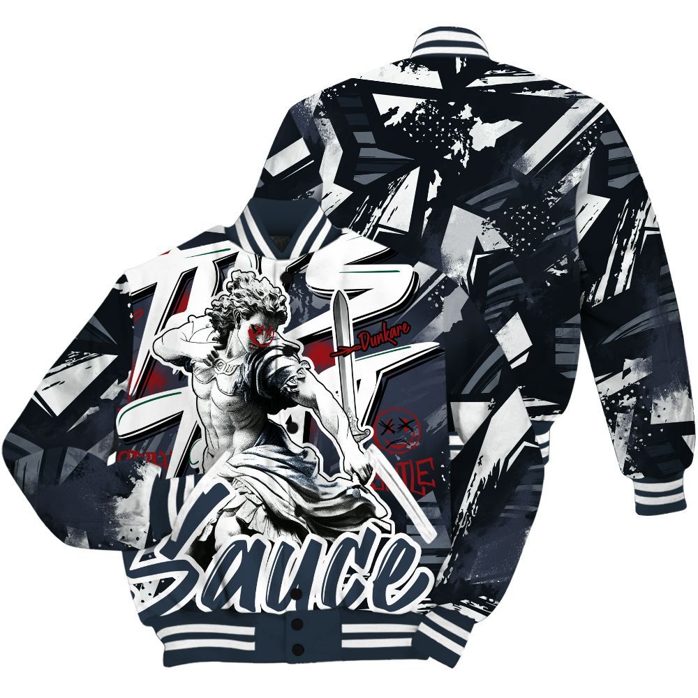 Varsity Jacket To Match Navy Blue 2024 6s - This That Sauce Retro All Over Print