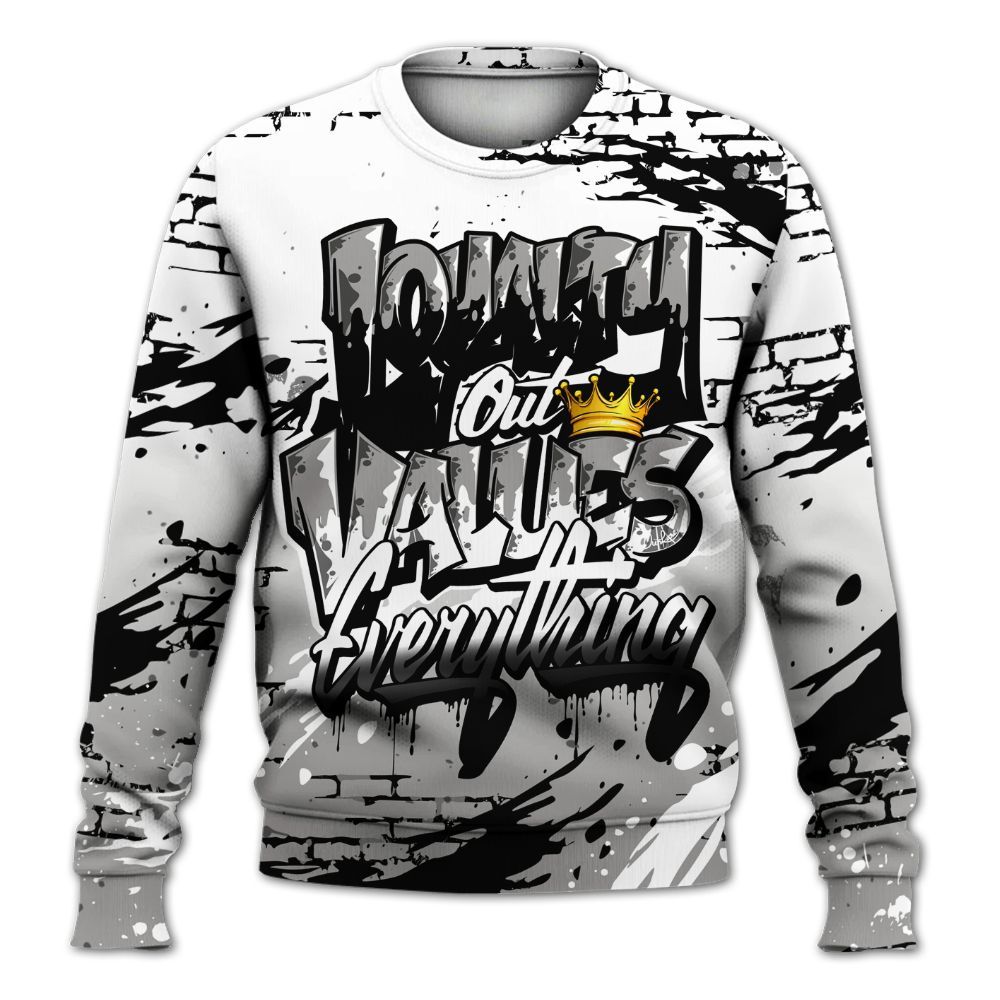 Sweatshirt To Match OG Steel Grey 10s - Values Of Loyalty Drip All Over Print