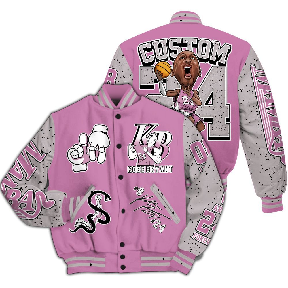 Varsity Jacket To Match Neutral Grey Black White Orchid 4s Varsity Jacket- Legend 24 Snake Mamba Graphic Custom Name All Over Print