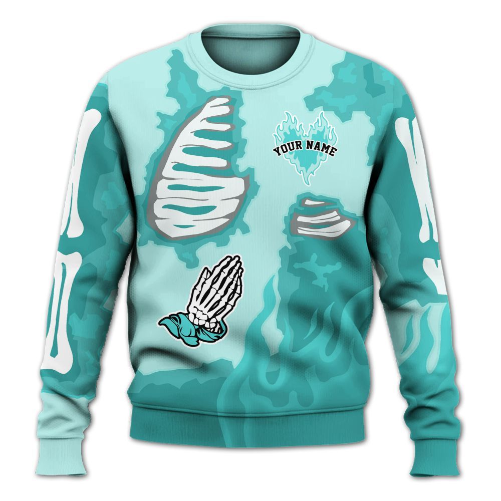 Sweatshirt To Match Low OG Washed Teal 1s - Dislike Us Graphic Burning Custom Name All Over Print