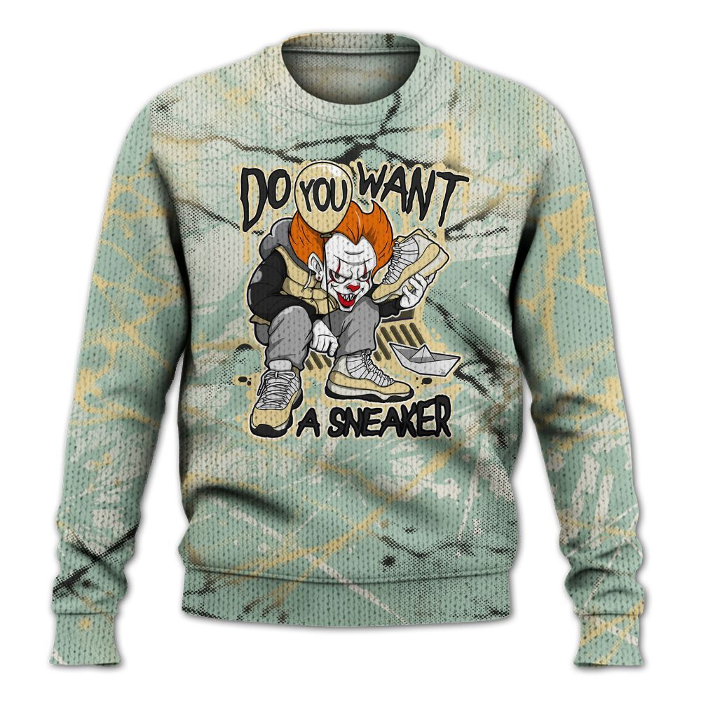 Knitted Sweater To Match Joins Year Of The Snake 5s - Clown Scary Sneakers Halloween Graphic