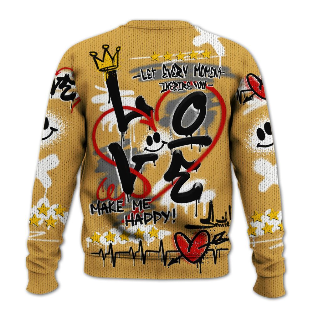 Knitted Sweater To Match Low OG Rookie Of The Year 1s - Happy Love Beats Graffiti Streetwear