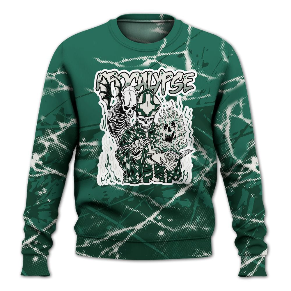 Sweatshirt To Match Oxidized Green 4s - Apocalypse Skeleton Profound All Over Print