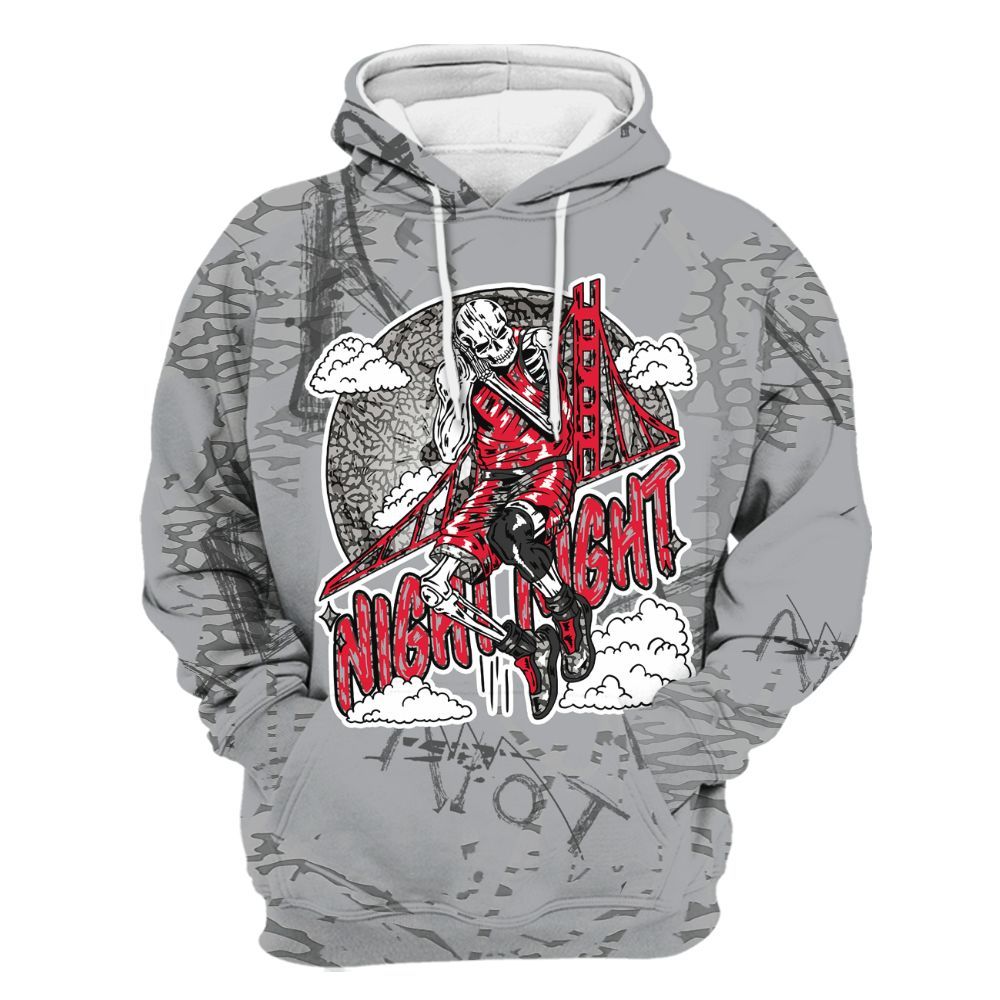 Hoodie To Match Black Cement 3s - Seeya Skeleton Messyz All Over Print