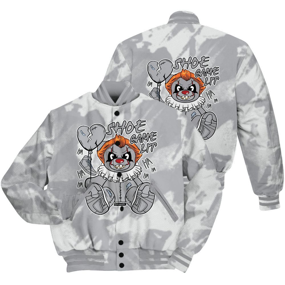 Varsity Jacket To Match Low OG Wolf Grey 1s Shirt - Shoe Game Bear Abstract Halftone All Over Print