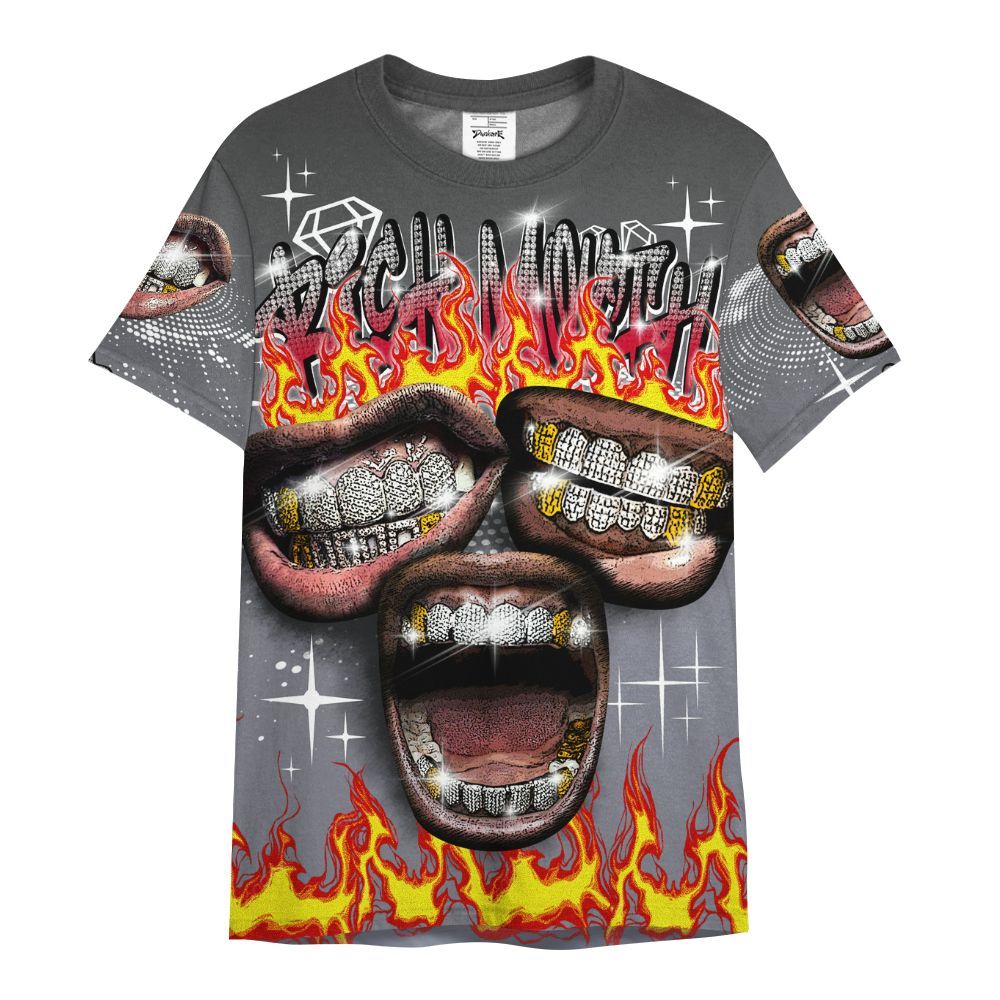 Shirt To Match Retro Black Flint 13s - Rich Mouth Fire Rap Retro 90s All Over Print