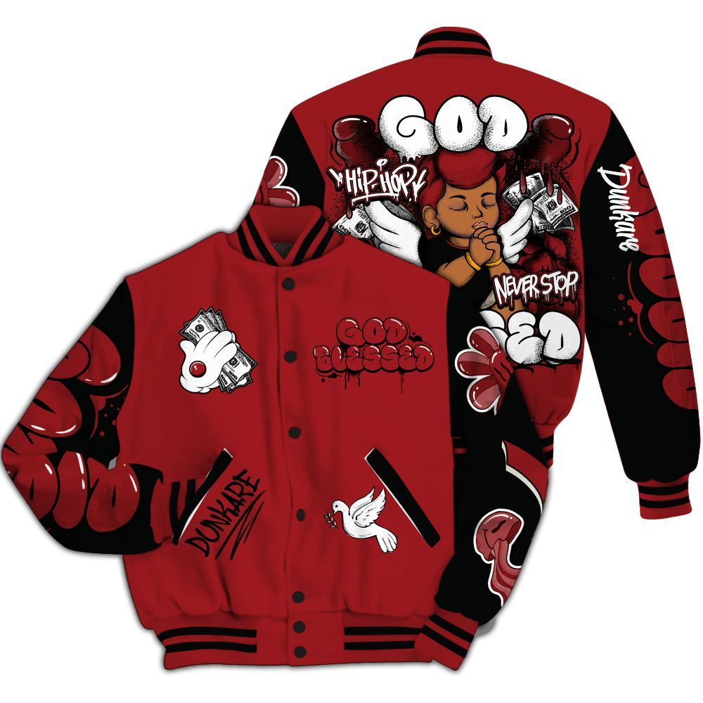 Varsity Jacket To Match Alternate Flu Game 12s - God Blessed All Over Print