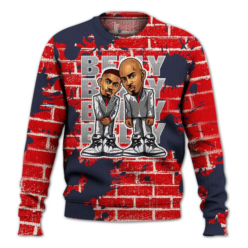 Knitted Sweater To Match Low OG Howard University 1s - Belly Sneakers Graphic Halloween