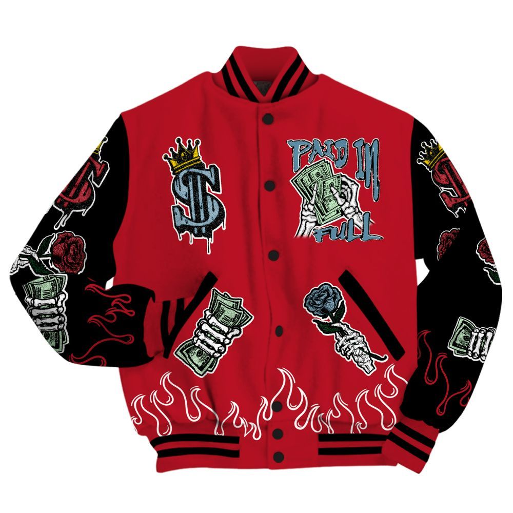 Varsity Jacket To Match Retro Raging Bull 5s - Fire Everybody Paid In All Over Print