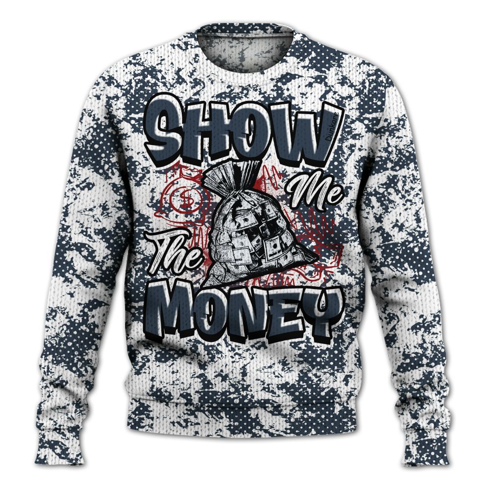 Knitted Sweater To Match Navy Blue 2024 6s - Show Me The Money Retro