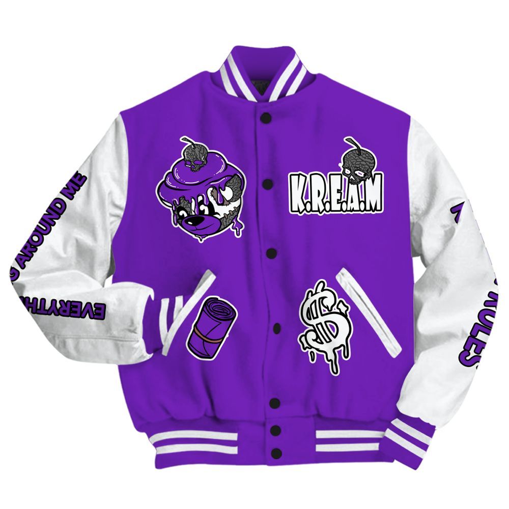 Varsity Jacket To Match Retro Dark Iris 3s - Loot Bear All Over Print