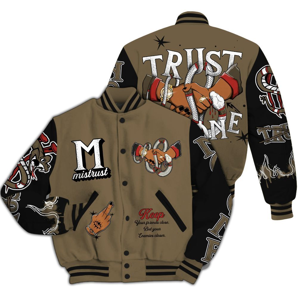 Varsity Jacket To Match Olive 9s - Trust No One Snake-Bite Street Style All Over Print