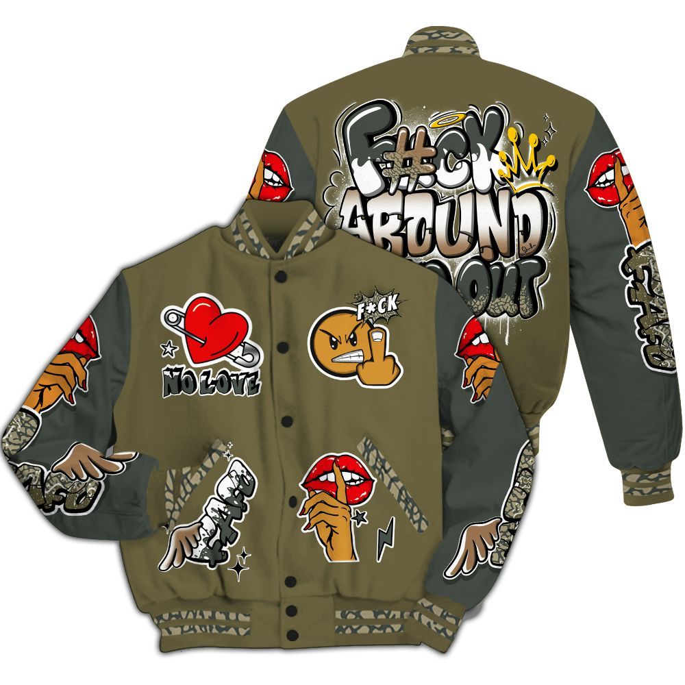 Varsity Jacket To Match Retro Family Affair 3s - FK Around Find Out All Over Print