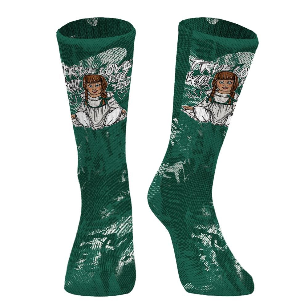 Sock To Match Oxidized Green 4s - Genuine Loves Bear Halloween Heart Grunge
