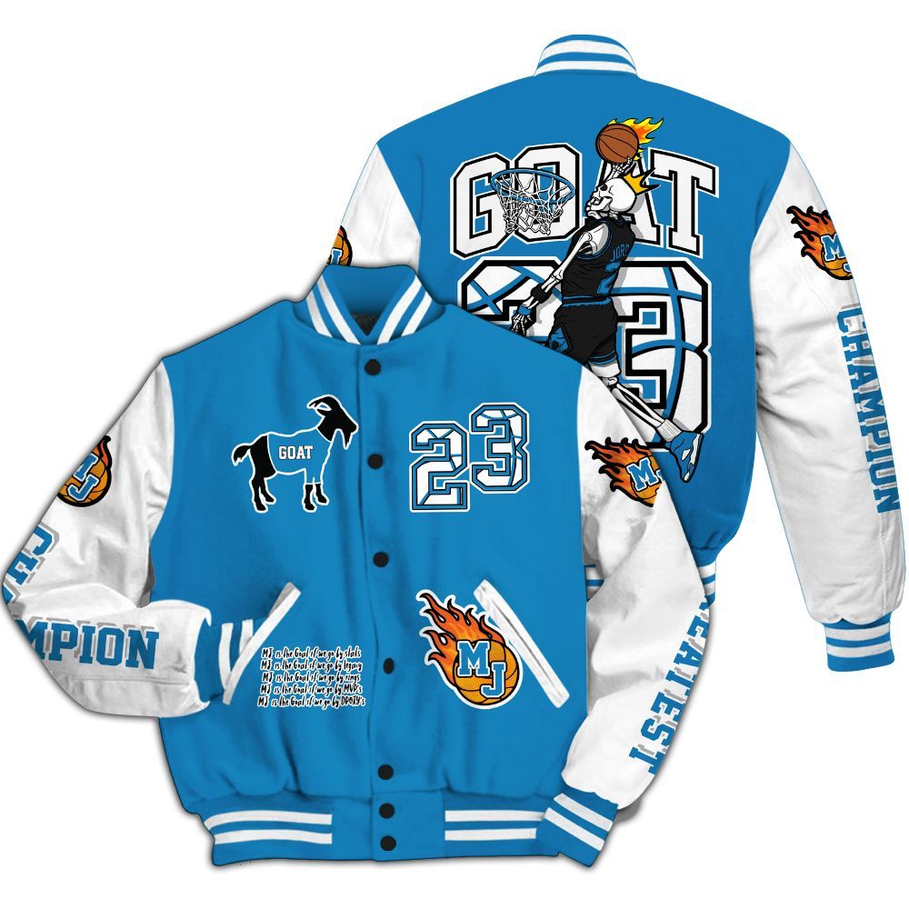 Varsity Jacket To Match Retro University Blue 9s - 23 G.0.A.T Jump Up Basketball All Over Print