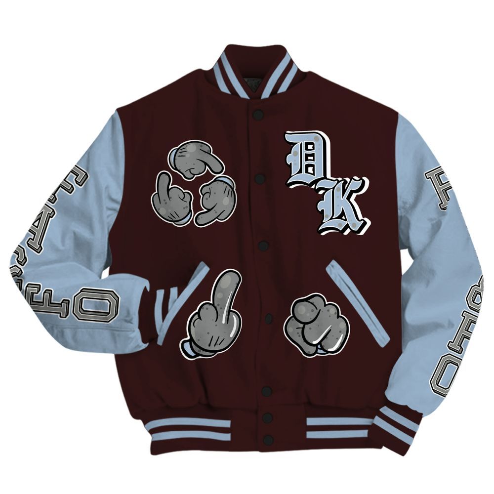 Varsity Jacket To Match Burgundy 5s - F Around Find Out Graphic All Over Print