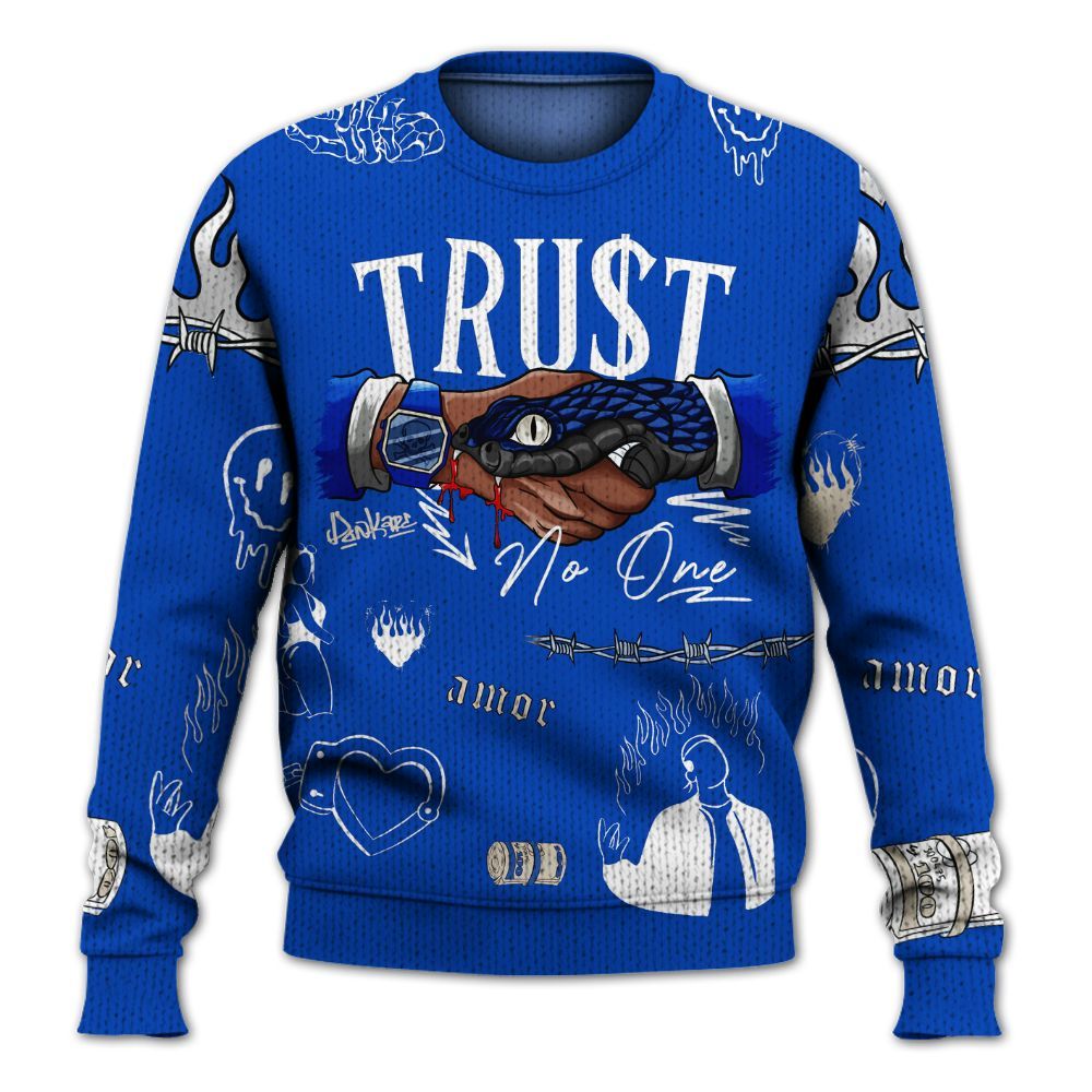 Knitted Sweater To Match Low Game Royal 1s - Trust No One Graphic