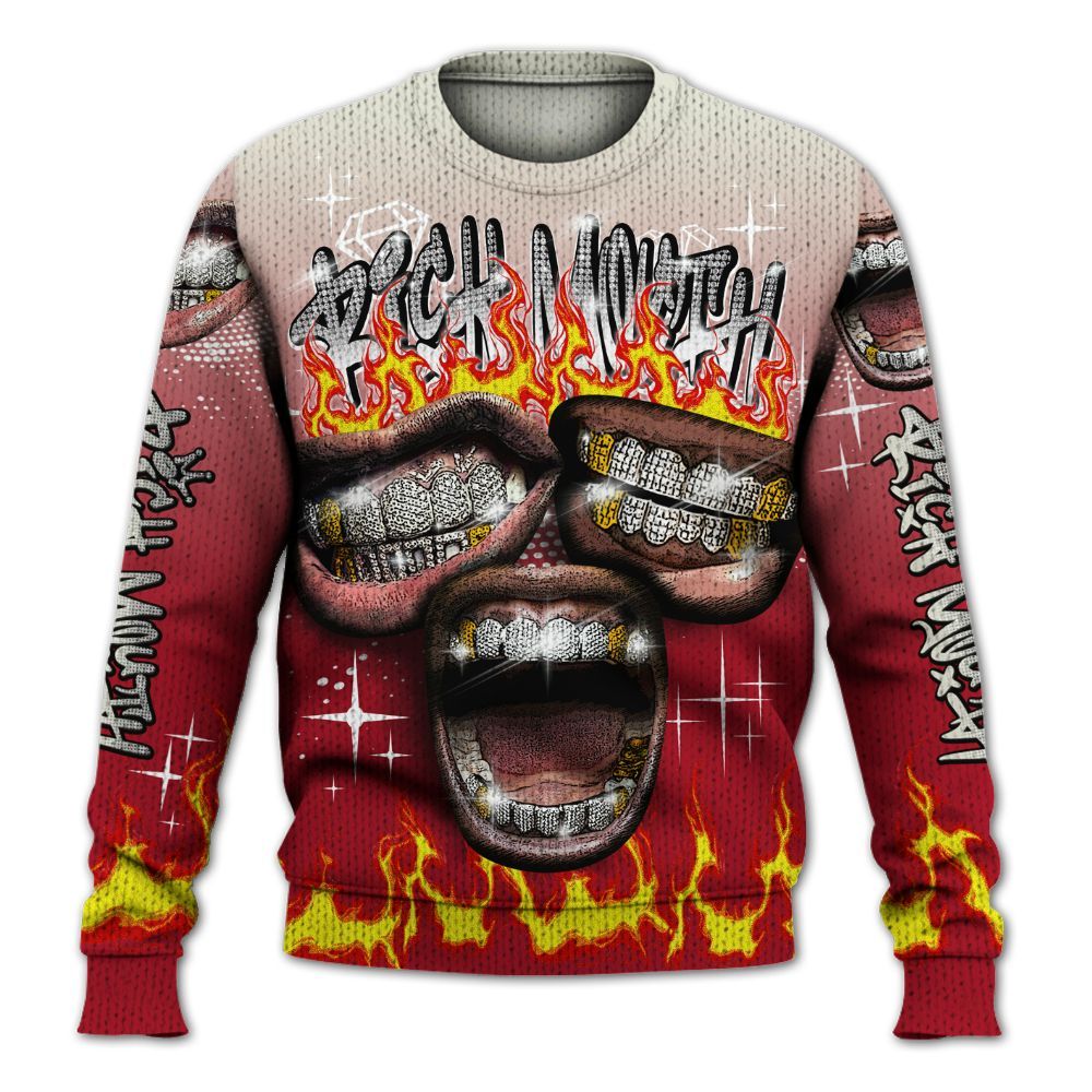 Knitted Sweater To Match 2025 High OG Cinnabar 1s - Rich Mouth Fire Rap Retro 90s